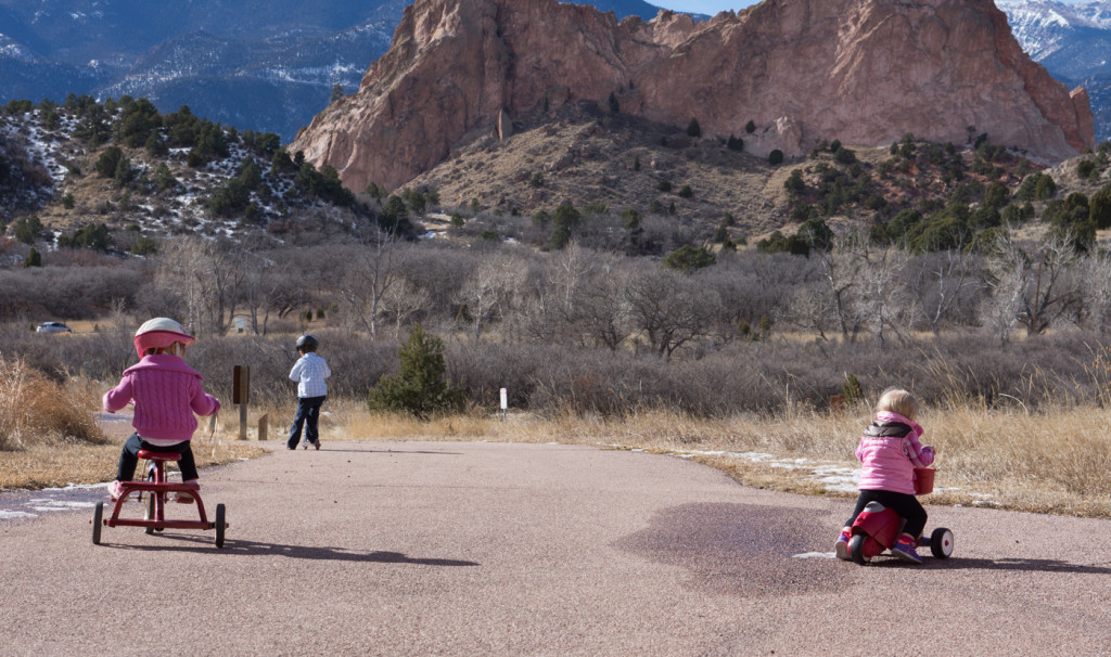 Kids riding bikes at Garden of the Gods